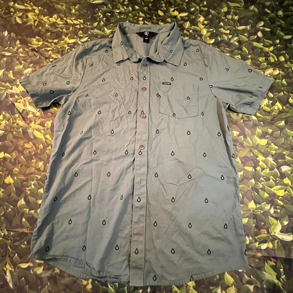 Volcom Men's Green and Blue Shirt